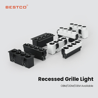 Foco Rectangular de aluminio Bestco con 4 cabezales, lámpara de techo LED COB lineal empotrada, luz de rejilla Trimless para interiores para hoteles