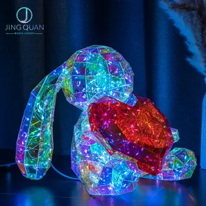핫 세일 LED 빛 토끼 3D 램프 장식품 발렌타인 데이 선물 어린이 홈 룸 장식