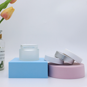 Pots en verre givré personnalisés pour crème visage, vides, 5g, 10g, 50g, avec couvercles en plastique pour cosmétiques - Product Image 5