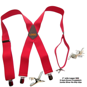 Dây Đeo Quần Nam Hình Chữ <span class=keywords><strong>X</strong></span> Rộng 2 Inch Logo Tùy Chỉnh Bộ Dây Treo Và Nơ Bướm Đám Cưới Màu Đỏ Cho Nam Có Bốn Kẹp - Product Image 5