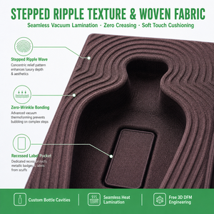 Anti-Scratch Fabric Coated PET Blister <strong>Packaging</strong> Tray Custom <strong>Thermoformed</strong> Insert for Beer and Ceramic Liquor Bottle Box - Product Image 3