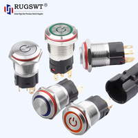 Bouton-poussoir métallique 16 mm à LED rouge et verte (signe d'alimentation) avec fonction de verrouillage/momentané, étanche IP65