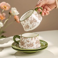 Ensemble tasse et soucoupe à café de style américain rétro - Haute couture - Instagram-worthy - Pour les couples et le goûter des dames