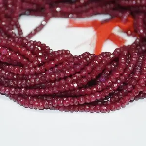 Natural Longido Ruby Faceted Rondelle Gemstone Beads Wholesale Lot For Jewelry Making In India Best Beads Manufacturer