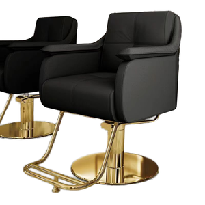 Sillón de Barbería Hidráulico Conris con Elevación de Pies Grande, Asiento de Cuero, Diseño Moderno para Uso en Salón - Product Image 1