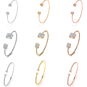 RAKOL BP2009 minimalist fine bridal jewelry Cz Cubic Zirconia <strong>bangle</strong> <strong>bracelet</strong> Gold <strong>Silver</strong> Material <strong>bracelets</strong> women - Product Image 4