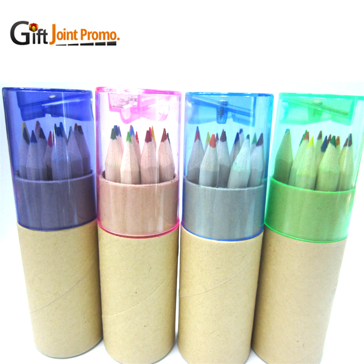 Дешевые изготовленные на заказ 12 видов цветов деревянный карандаш набор с точилкой