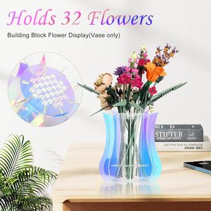 <span class=keywords><strong>Vase</strong></span> en acrylique pour bouquet de fleurs <span class=keywords><strong>Lego</strong></span>, support d'affichage robuste, capacité de 32 tiges, ensemble de construction multicolore - Product Image 3