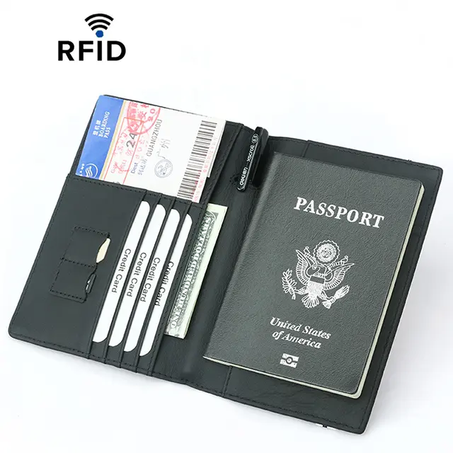 थोक कार्बन फाइबर पासपोर्ट कवर धारकों यूनिसेक्स निचले स्तर पु पासपोर्ट सिम स्लॉट के साथ पैसे यात्रा बटुआ क्रेडिट कार्ड धारकों