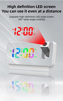 Réveil électronique avec projecteur rotatif à 180°, grand écran LED couleur, calendrier, horloge de bureau