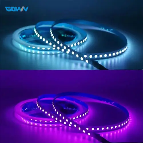 Shengzhen nhà máy sản phẩm mới 3535 RGB 90/120LED 5V/12V/24V địa chỉ RGB LED Strip ánh sáng linh hoạt ánh sáng