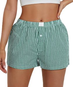 Y2K Beach Pijamas Shorts Gingham Cute Pj Pantalones cortos Plaid Lounge Shorts Sleep Bottoms Elástico Boxers Streetwear - Product Image 5