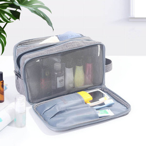 Travel Dry Wet Separation Men Gym Shaving Toiletry <strong>Wash</strong> Organiser <strong>Bag</strong> Large Waterproof Cosmetic Makeup <strong>Bag</strong> with 3 <strong>Compartments</strong> - Product Image 1