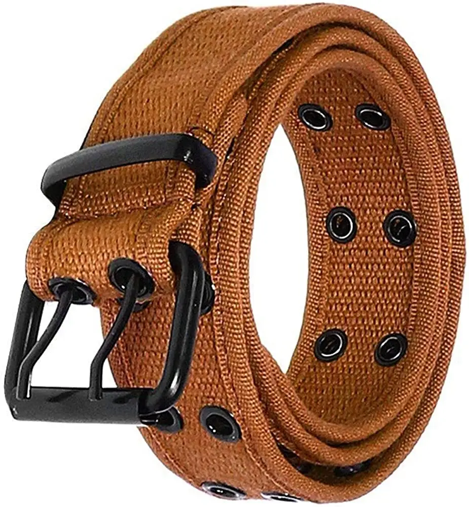 Alfa Double Grommet Belts Leather Mens Canvas Assorted Colorful Belts