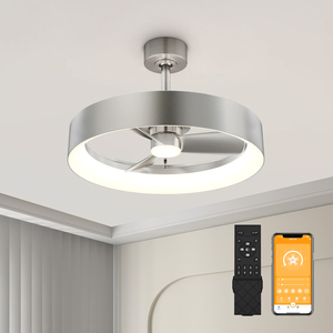 Brushed finished Ceiling <b>Fan</b> with Light Modern Low Profile LED <b>Fan</b> Fixture for Bedroom Living Room kitchen - Product Image 1