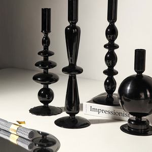 Decorazioni Creative ornamenti portacandele in vetro moderno Retro Home soggiorno tavolo in vetro nero a lume di candela romantico - Product Image 2