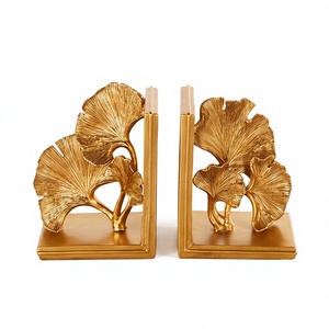Sujetalibros de oro con diseño de hoja botánica y textura fundida, centro de mesa para escritorio, listado de proveedor para pedidos al por mayor - Product Image 1