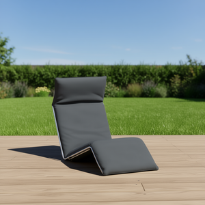 Chaise longue en tissu Oxford anthracite, pliable, mobilier de patio extérieur avec mécanisme inclinable et coussins inclus - Product Image 2