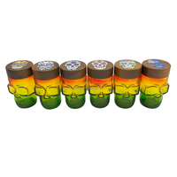 Tarro de vidrio al por mayor estilo Rasta con 6 unidades/exhibidor, logotipo personalizado, productos de vidrio para fumar, almacenamiento de vidrio para tiendas de fumar