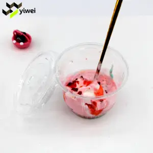 Tasse de crème glacée transparente PET 8oz 92mm, Logo personnalisé, vases à emporter, récipients en plastique pour yaourt, offre spéciale