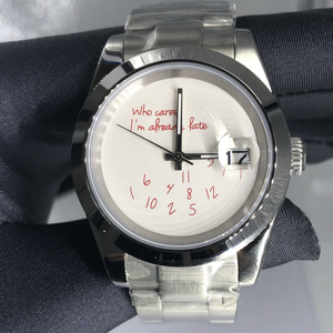 Reloj de Pulsera para Hombre de Acero Inoxidable con Esfera Blanca y Negra, Bisel Estriado y Fecha, Estilo Diseñador NH35, Colección Who Cares I'm Already Late - Product Image 2