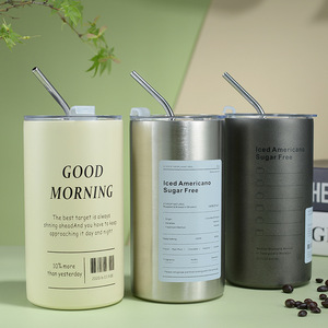 En gros, Tasse de voyage isotherme en acier inoxydable pour café, thé et camping, avec paille - Product Image 3