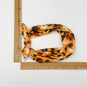 Fascia per capelli annodata di Halloween, fascia larga stampata con teschio, zucca, pipistrello e fantasma, accessorio elastico per capelli sportivi e yoga da donna - Product Image 4