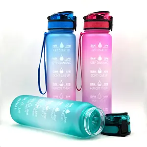 sieb wasser flasche Suppliers-Motivations Wasser Flasche 32 unzen mit Zeit Marker Stroh und Sieb Tritan BPA FREI für Fitness Gym Outdoor Sport wasser flasche