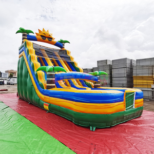 Double sided outdoor large bounce <b>house</b> commercial tobogan acuatico hinchable <b>inflatable</b> tropical water slide with pool - Product Image 4