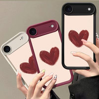 Coque de téléphone portable en TPU souple imprimée Cœurs Rouge Vin pour iPhone 17 15 Pro 12 6 Plus