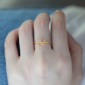 Anillo Chapado en Oro de 18K y Plata Pura con Diseño Retro de Abertura de Lazo, Incrustaciones Simples, Versión Coreana de Moda para Mujer - Product Image 3