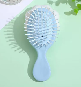 Mixed Color Round Curling Hollowed Styling <b>Detangling</b> Home Use Plastic Handle Common Comb Self Cleaning Hair Hair <b>Brush</b> - Product Image 3