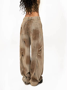<span class=keywords><strong>Jeans</strong></span> Baggy Stampati Effetto Sbiadito 100% Cotone da <span class=keywords><strong>Uomo</strong></span>, Vestibilità Larga, Effetto Sporco, Denim Lavato, Gamba Larga, Modello Barrel Balloon, <span class=keywords><strong>Jeans</strong></span> da Donna - Product Image 4