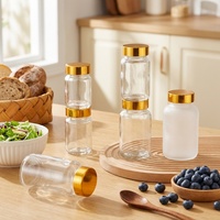 Bouteilles en verre transparent de 100 ml, 120 ml, 150 ml, 200 ml avec bouchon à vis doré, vente en gros pour compléments alimentaires et bonbons gélifiés