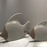 Décoration d'été en céramique en forme de poisson Thème mer ou océan Objets décoratifs élégants pour la maison ou le bureau