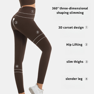 X818 #   Leggings de sport à taille haute sur mesure, super doux, yoga, fitness, contrôle du <span class=keywords><strong>ventre</strong></span>, côtelés, <span class=keywords><strong>pour</strong></span> femmes, salle de sport - Product Image 2