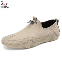Mocasines de Cuero Antideslizantes para Hombre, Zapatos Casuales de Moda, Forro de Cuero Genuino, Talla Grande, Corte Bajo, para Primavera, Verano y Otoño