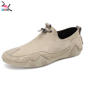 Mocasines de Cuero Antideslizantes para Hombre, Zapatos Casuales de Moda, Forro de Cuero Genuino, Talla Grande, Corte Bajo, para Primavera, Verano y Otoño - Product Image 1