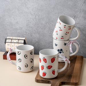 Tasses en céramique Carnaval des fruits d'été, porcelaine 400 ml, compatibles lave-vaisselle et micro-ondes, motifs citron et <span class=keywords><strong>pomme</strong></span>, tasses à café réutilisables pour la <span class=keywords><strong>maison</strong></span> - Product Image 3