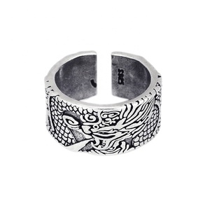 Anillo de plata con diseño de Animal místico para hombre, anillo de dragón grueso, estilo hip hop Punk - Product Image 1