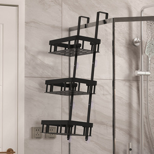 Organizzatore da <span class=keywords><strong>Doccia</strong></span> a 3 Ripiani da Appendere Sopra la <span class=keywords><strong>Porta</strong></span>, Mensola da Bagno Senza Foratura in Acciaio al Carbonio con Ventosa, <span class=keywords><strong>Porta</strong></span> <span class=keywords><strong>Shampoo</strong></span> - Product Image 3