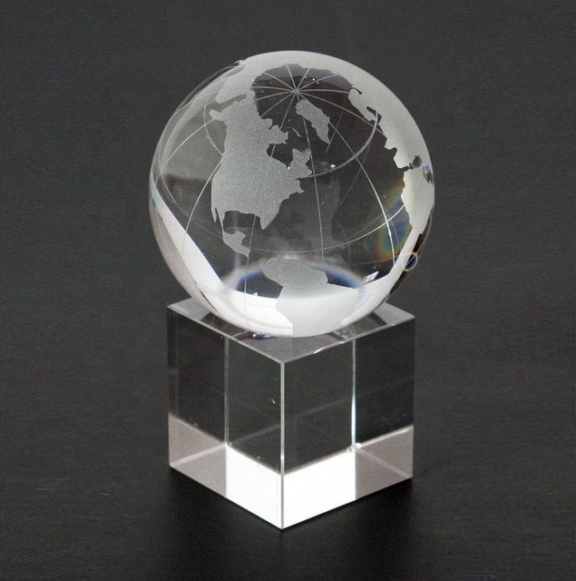 MH-Q0013 Personalized 3d Laser Engraved Crystal Glass Globe Ball