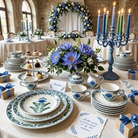 Service de table en céramique peinte à la main de style bohème moderne, bordure verte, assiettes en porcelaine, pour mariage, hôtel, restaurant, service de gâteaux