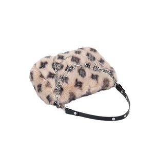 Borsa con stampa leopardata con ascella in peluche borsa da donna autunno inverno alla moda con chiusura a cerniera borsa a catena fodera in poliestere presa di fabbrica - Product Image 5