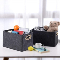 Panier de rangement pliable en feutre tissé, nouveau design, avec poignée et rebord, organisateur pliable pour vêtements de bébé et tri du linge