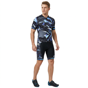 Ensemble de maillot de cyclisme pour hommes, manches courtes, imprimé géométrique, vêtements de vélo, tenue de sport d'été - Product Image 1