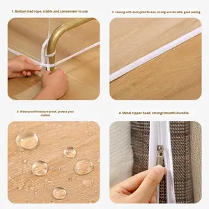 Staande Single Tier Grote Jas Kleding Opslag Stofdichte Kledingkast Metalen Hanger Stofkap Voor Woonkamer Duurzaam - Product Image 4