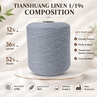 Fil à tricoter texturé en mélange de lin épais 1/19s pour pull, cardigan, châle, écharpe – Chaud, doux et confortable
