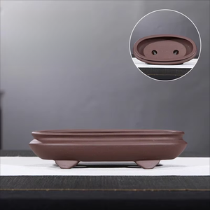 Pot à bonsaï ovale contemporain de petite taille en argile violette, pot à fleurs, pots de jardin en céramique, écologique, durable, pour plantes succulentes, utilisation en intérieur - Product Image 1