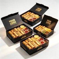 Emballage écologique pour boulangerie : Boîte en papier pour mini-crêpes, gâteaux, gaufres, pâtisseries, rouleaux de printemps, churros avec support pour coupelle de sauce